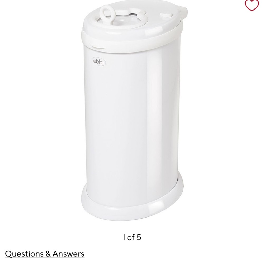 Ubbi White Diaper Pail NWT